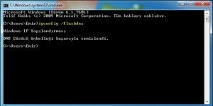 windows 7dns önbelleği temizleme