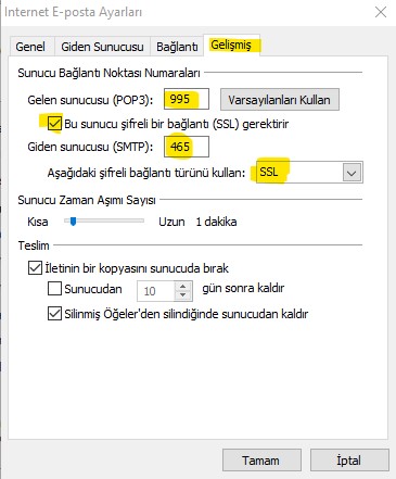 Gelişmiş Ayarlar