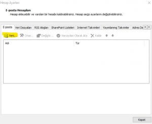 Yeni E-posta hesabı ekle
