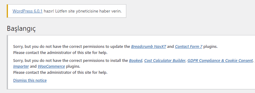 Sorry, but you do not have the correct permissions to update the plugins
